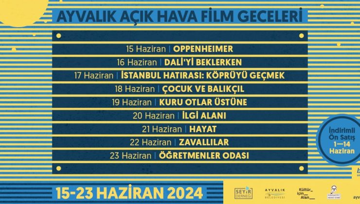 Ayvalık Açık Hava Film Geceleri 15 Haziran’da başlıyor