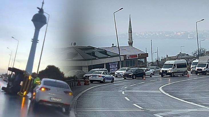 Büyükçekmece’de pikap yan yattı : Avcılar yönü trafiğe kapandı